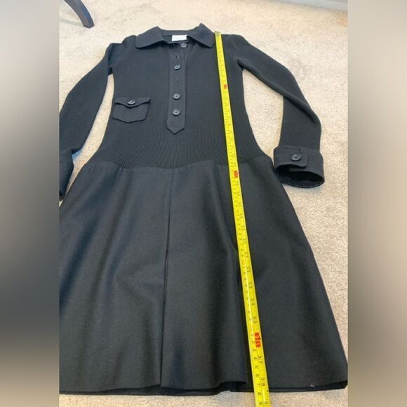 AKRIS Punto black ribbed knit long sleeve pleated wool dress Sz 4 NWOT - Picture 13 of 14